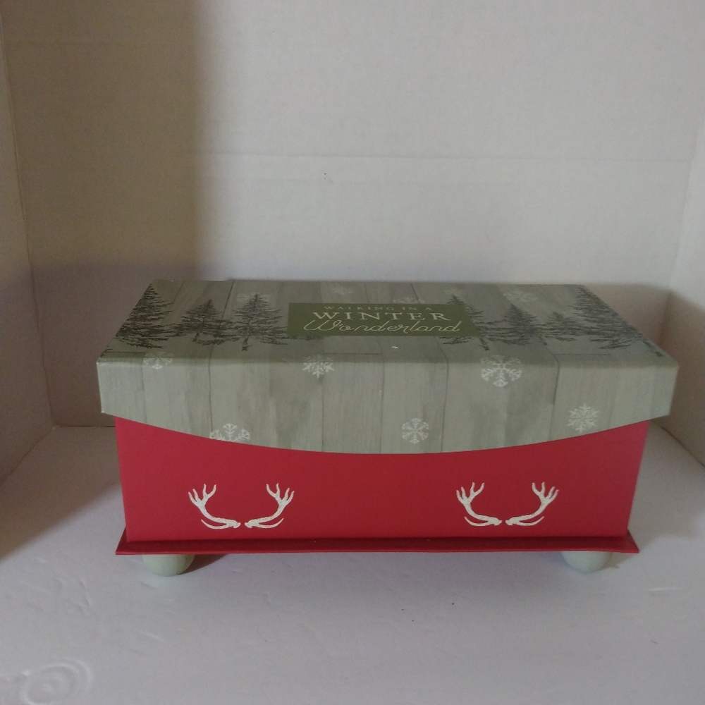 Place & Time Decorative Christmas Box/w Wooden Feet